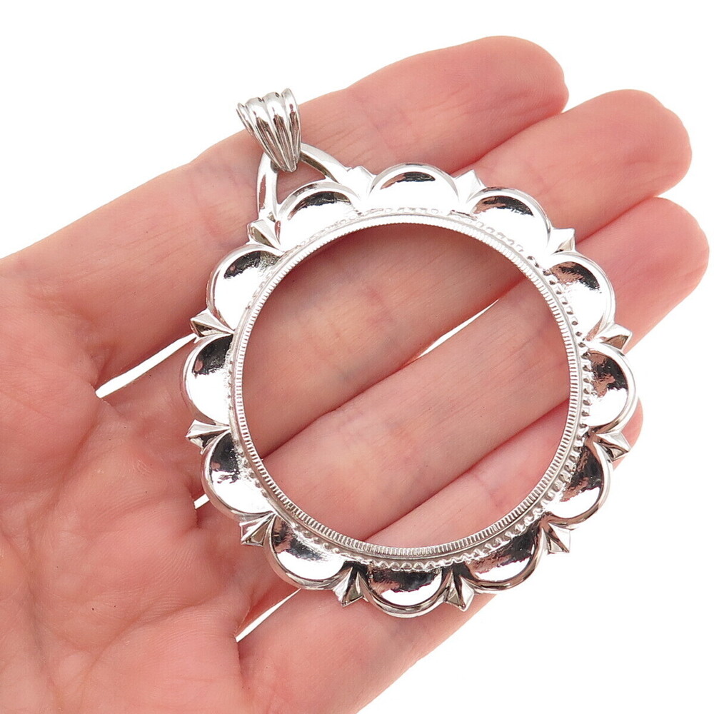 Rand & Paseka 925 Sterling Silver Vintage Morgan Coin Frame Holder Pendant